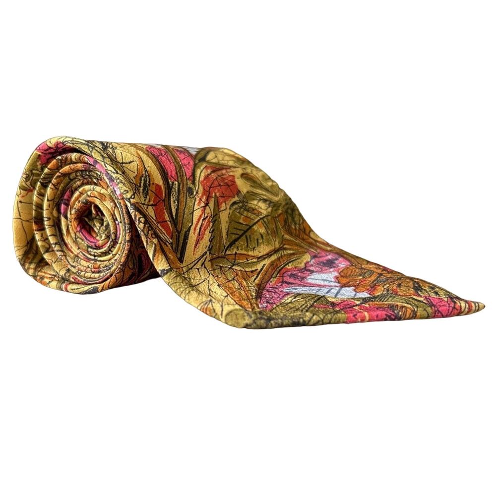 Carlo palazzi art deco colors tropical floral Italian silk men’s designer tie